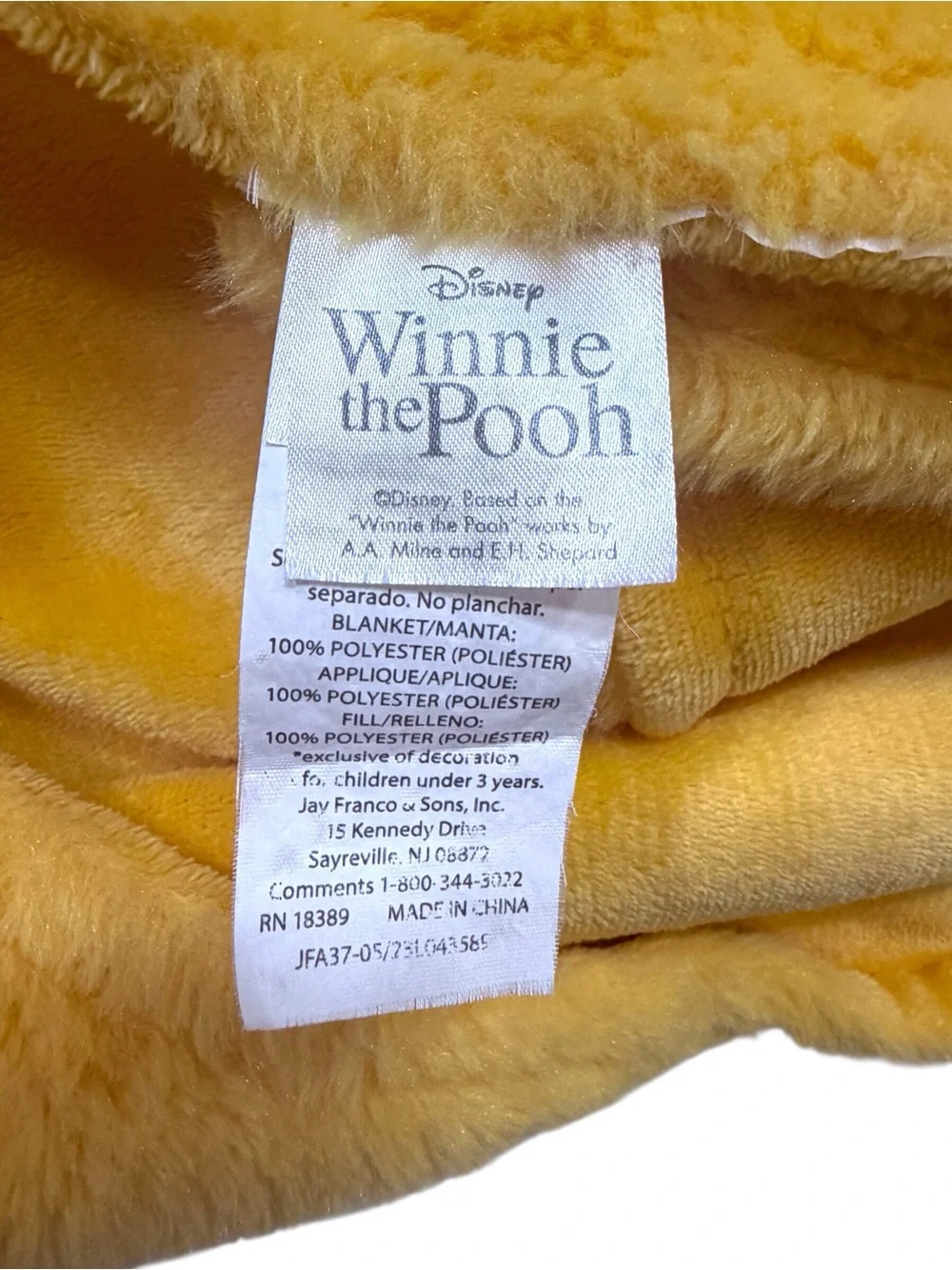 Disney Winnie The Pooh yellow plush hooded  throw blanket/wrap EUC